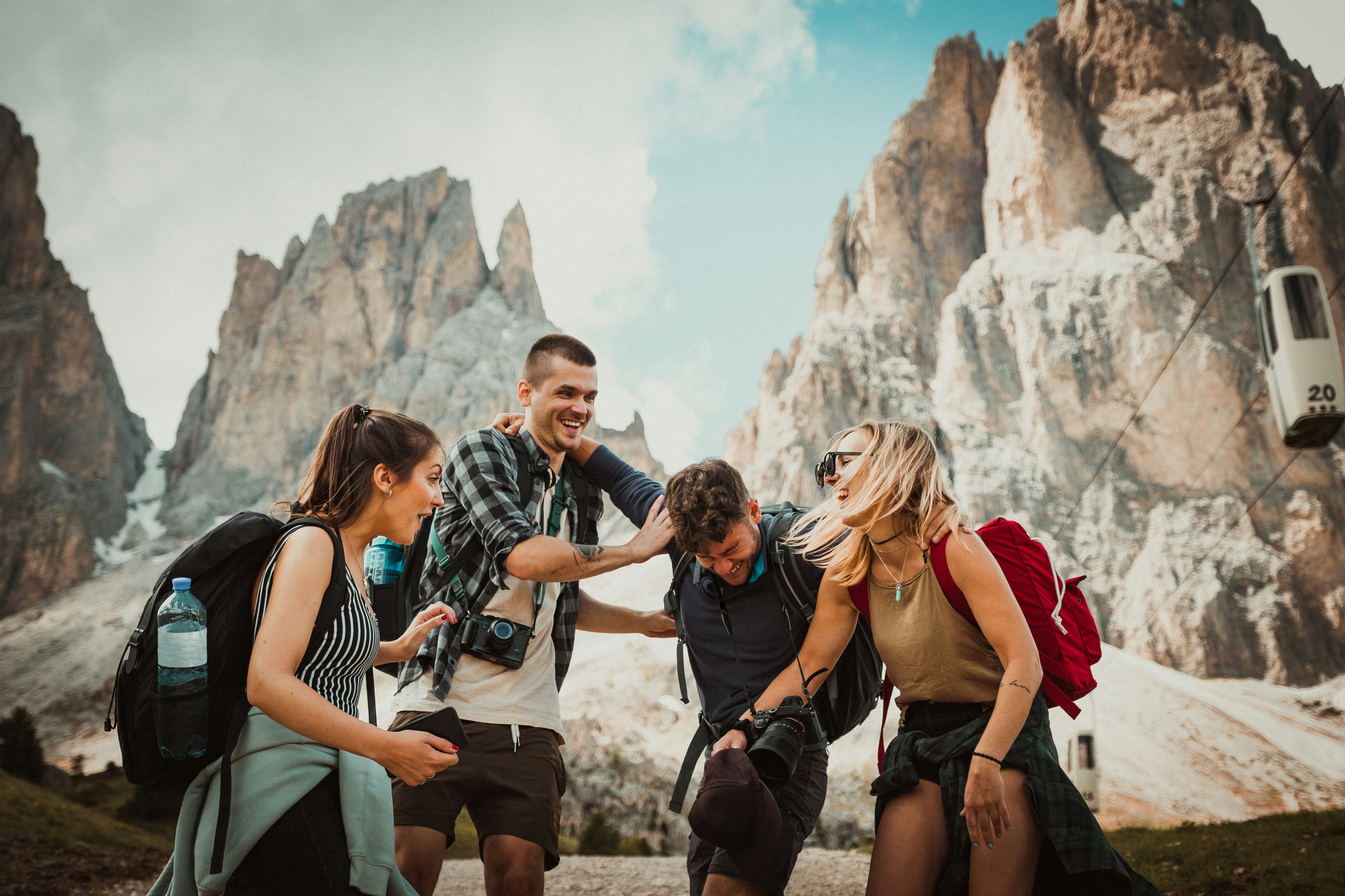 Group of friends enjoying an epic road trip